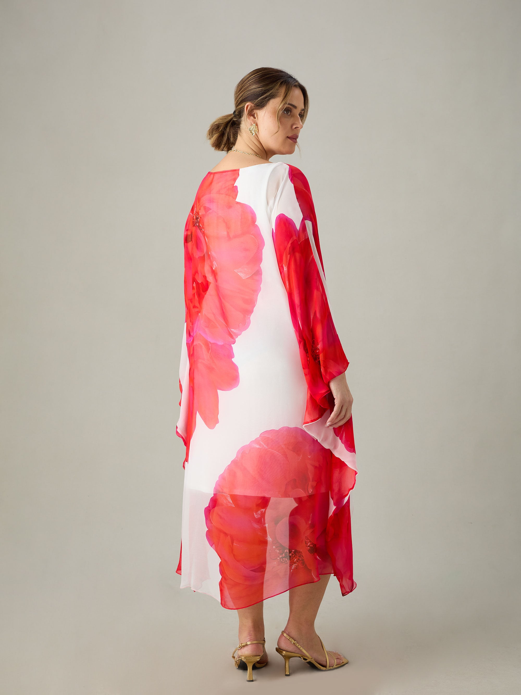 Red Floral Maxi Kaftan Dress