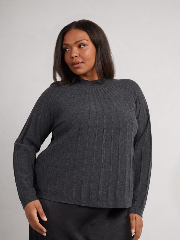 Grey Rib Knitted Jumper