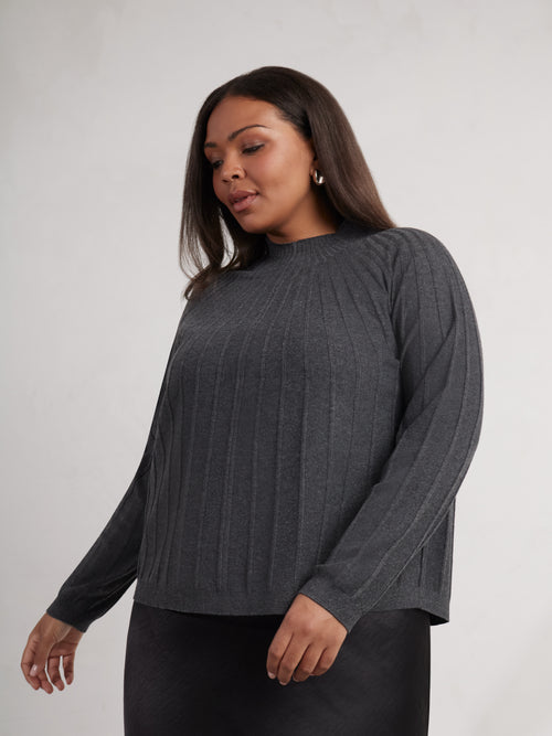 Grey Rib Knitted Jumper