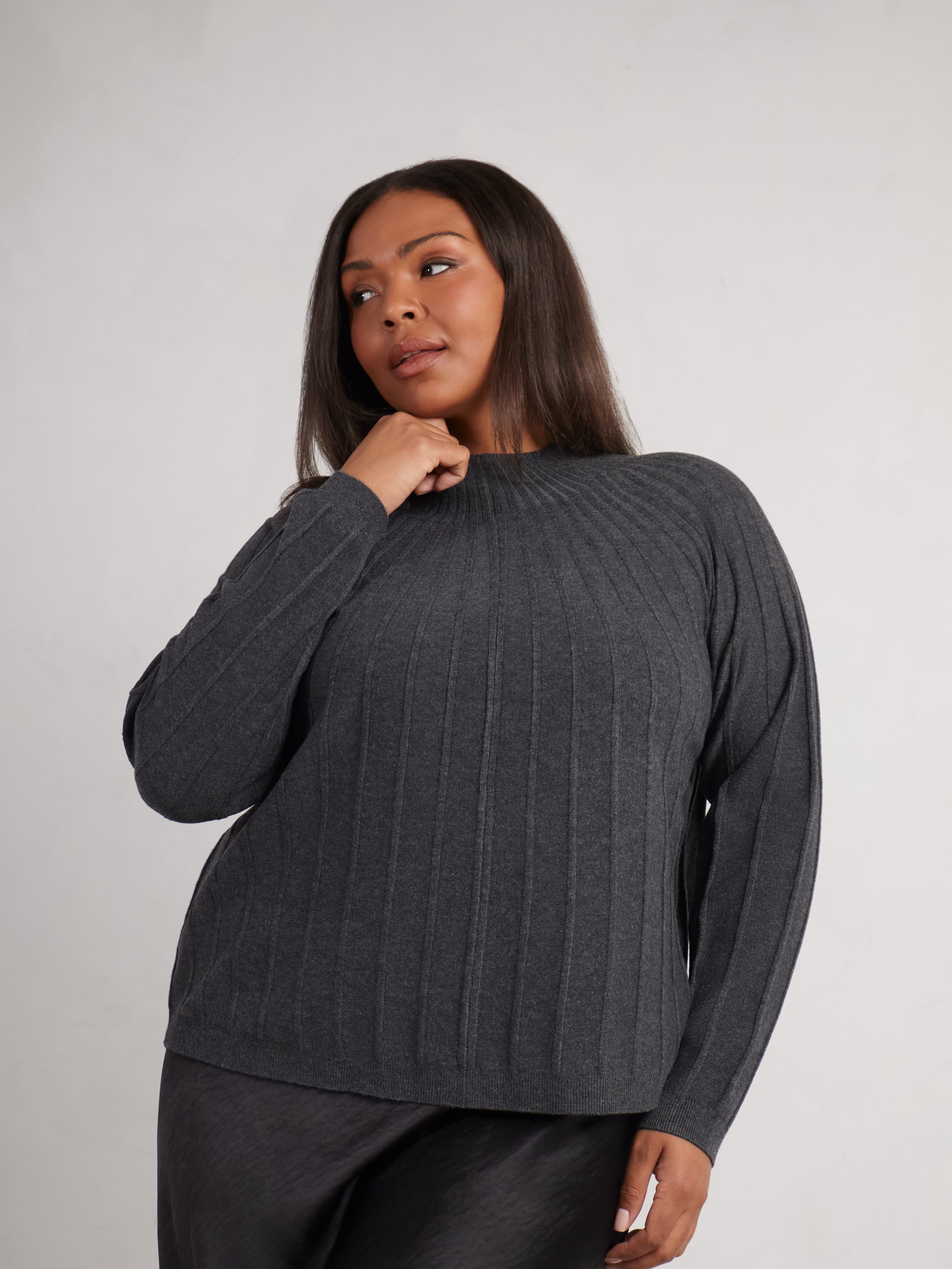 Grey Rib Knitted Jumper