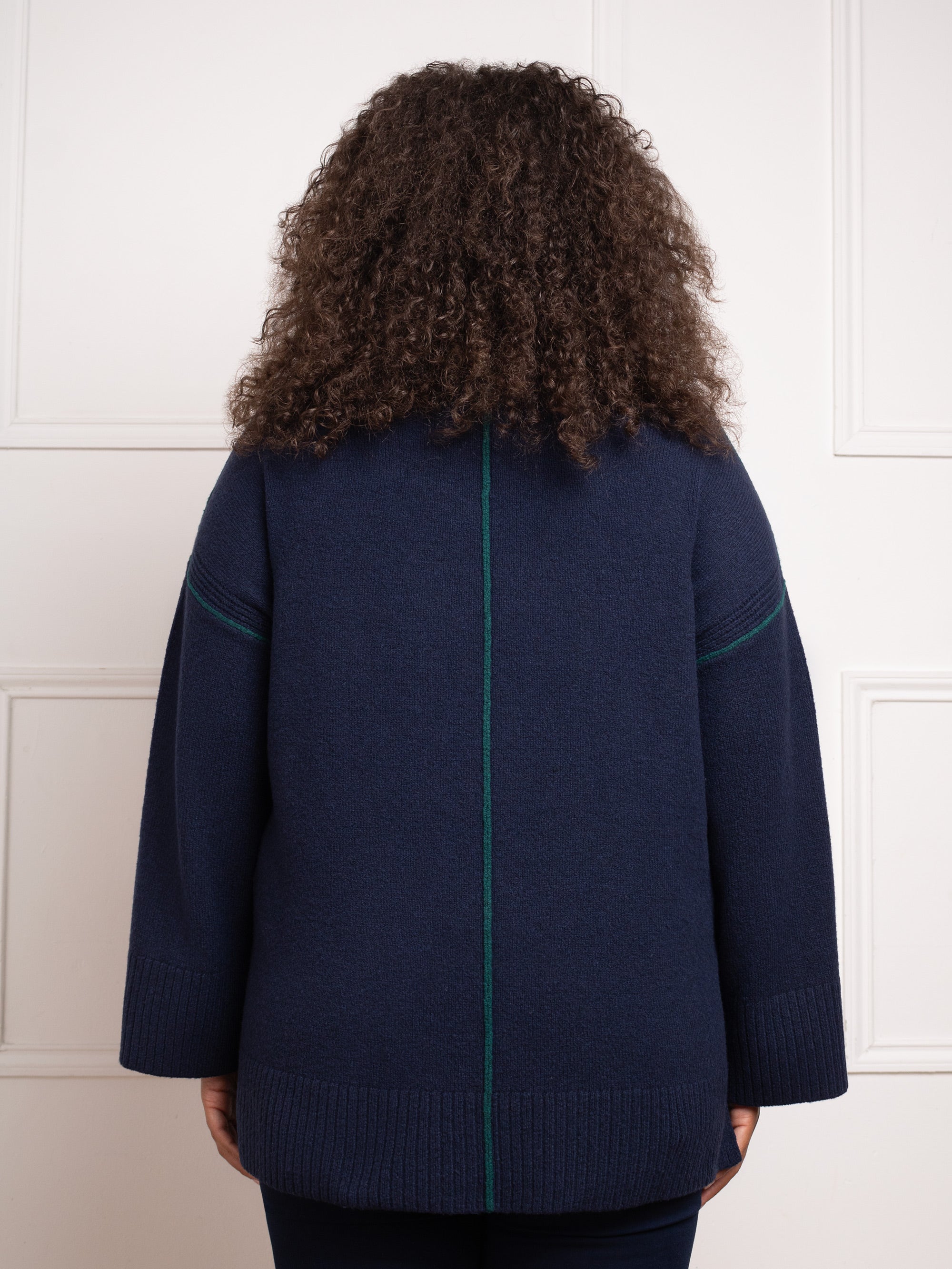 Navy Tipped Mock Neck Jumper