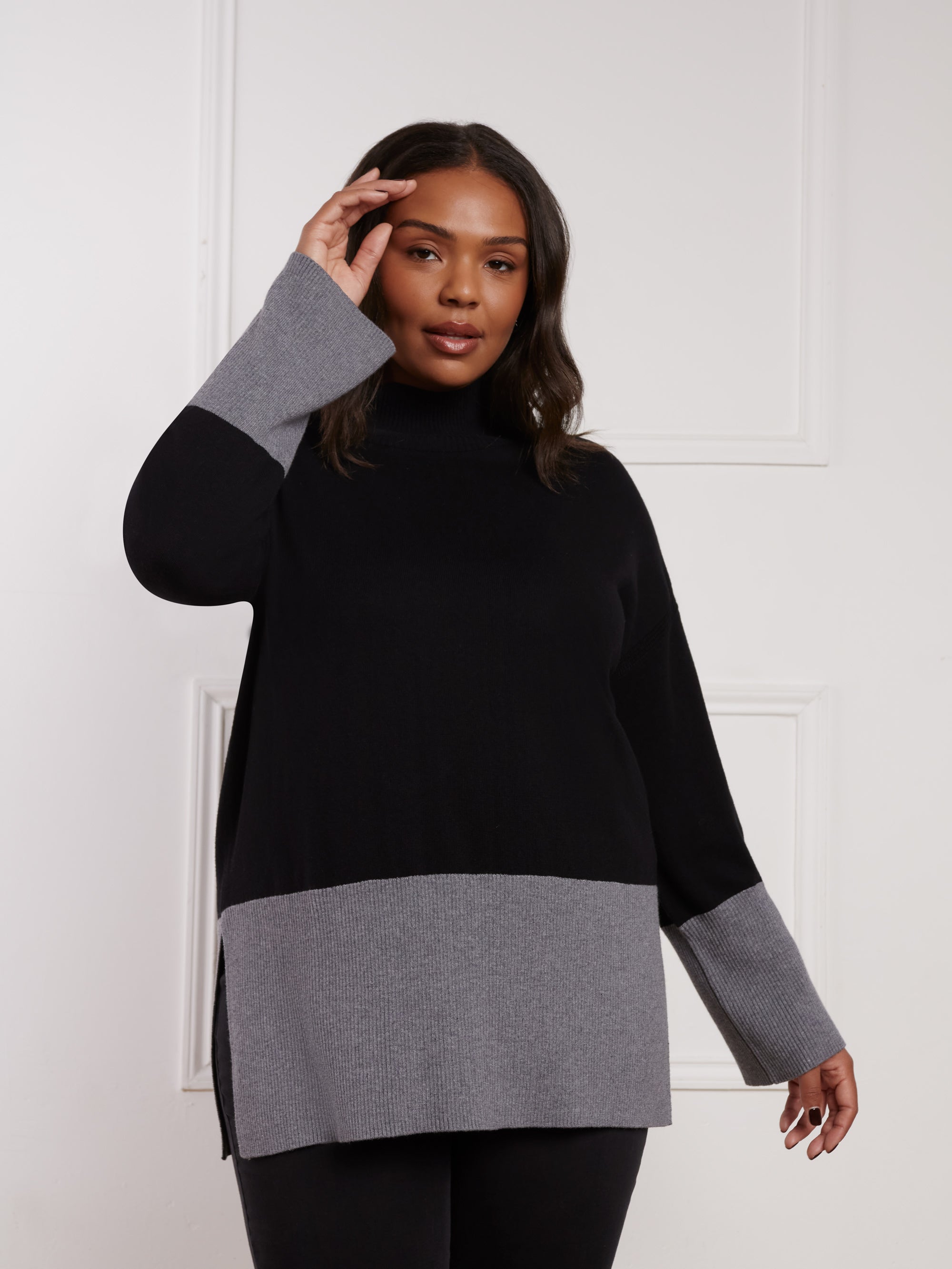 Black And Grey Blocked Jumper