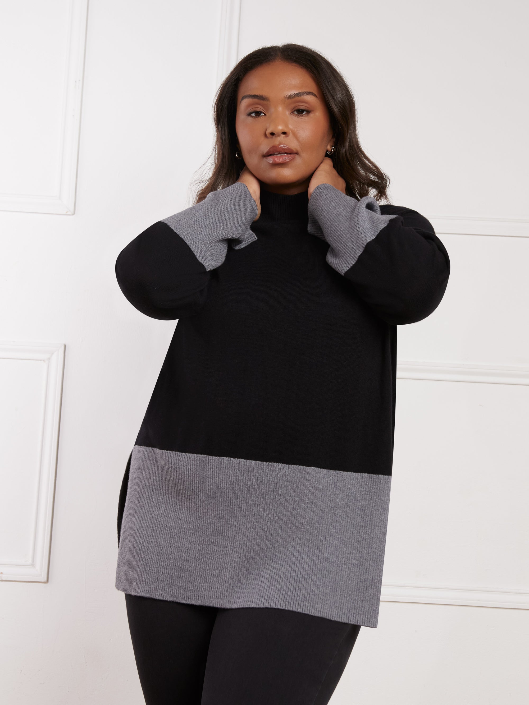 Black And Grey Blocked Jumper