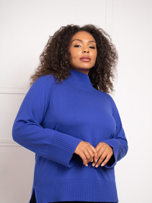 Blue Mock Neck Jumper