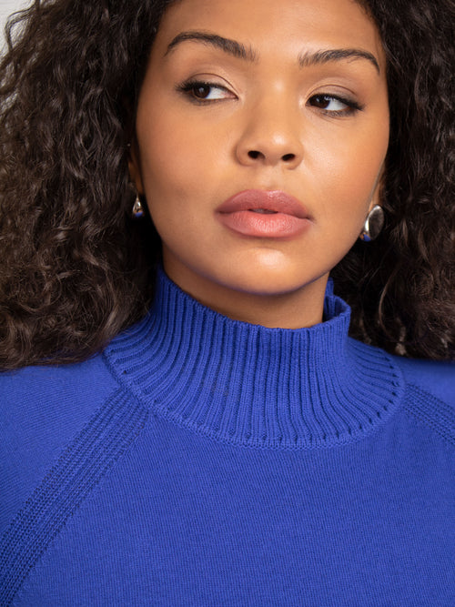 Blue Mock Neck Jumper