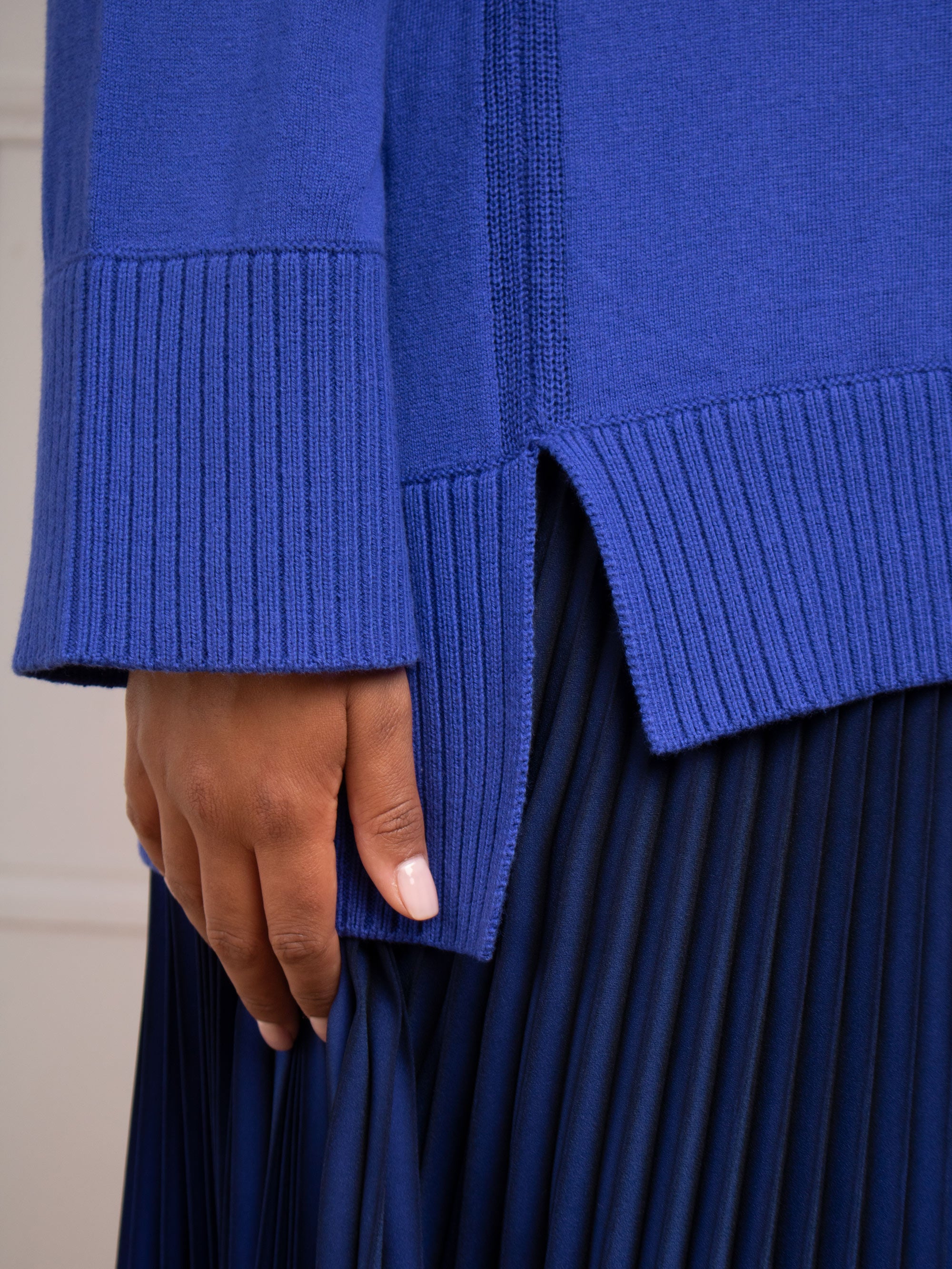 Blue Mock Neck Jumper