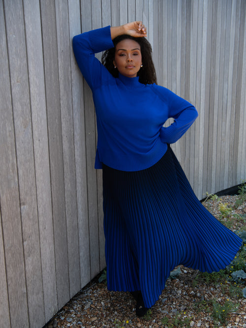 Blue Ombre Pleated Skirt