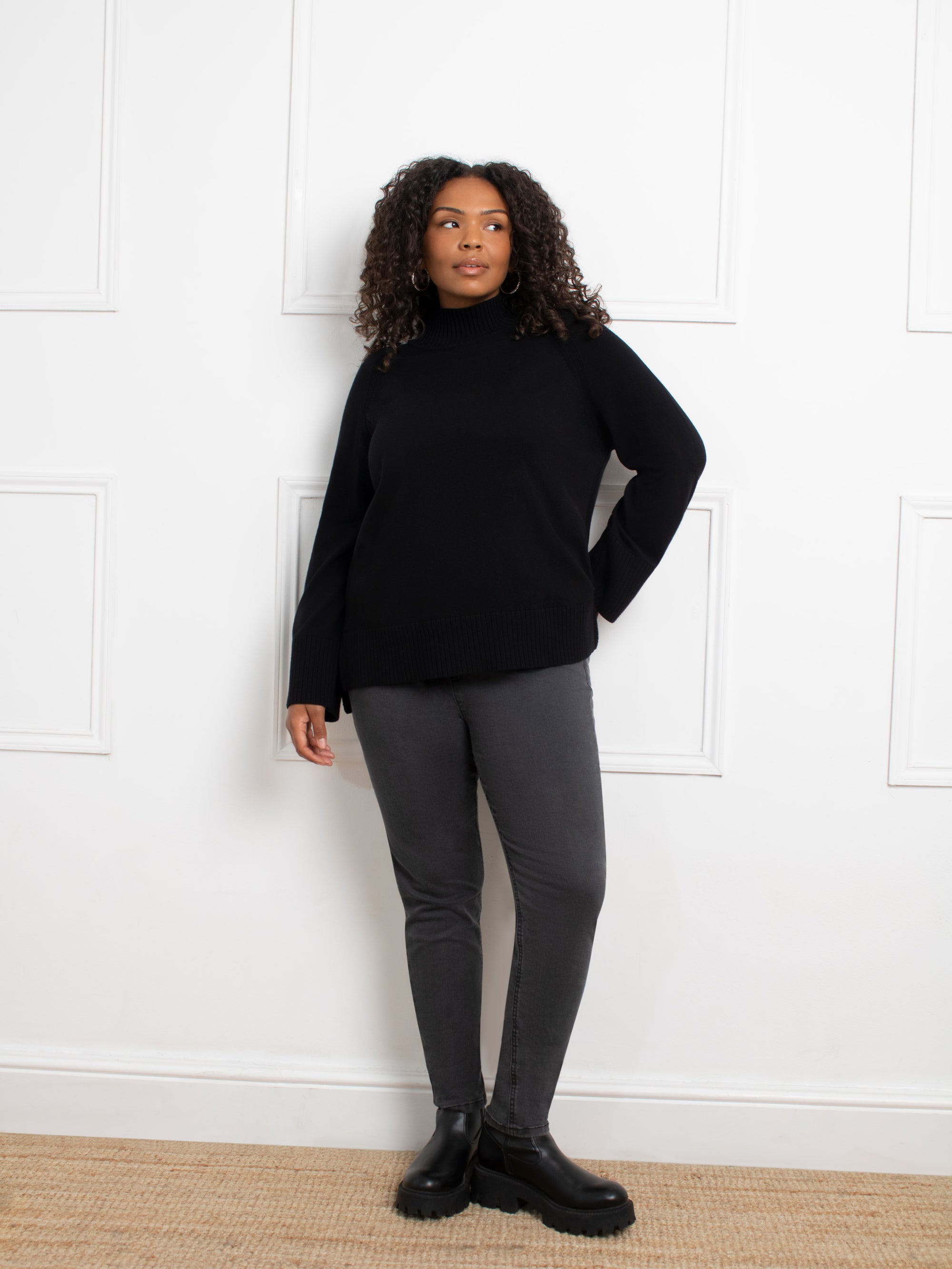 Black Mock Neck Jumper