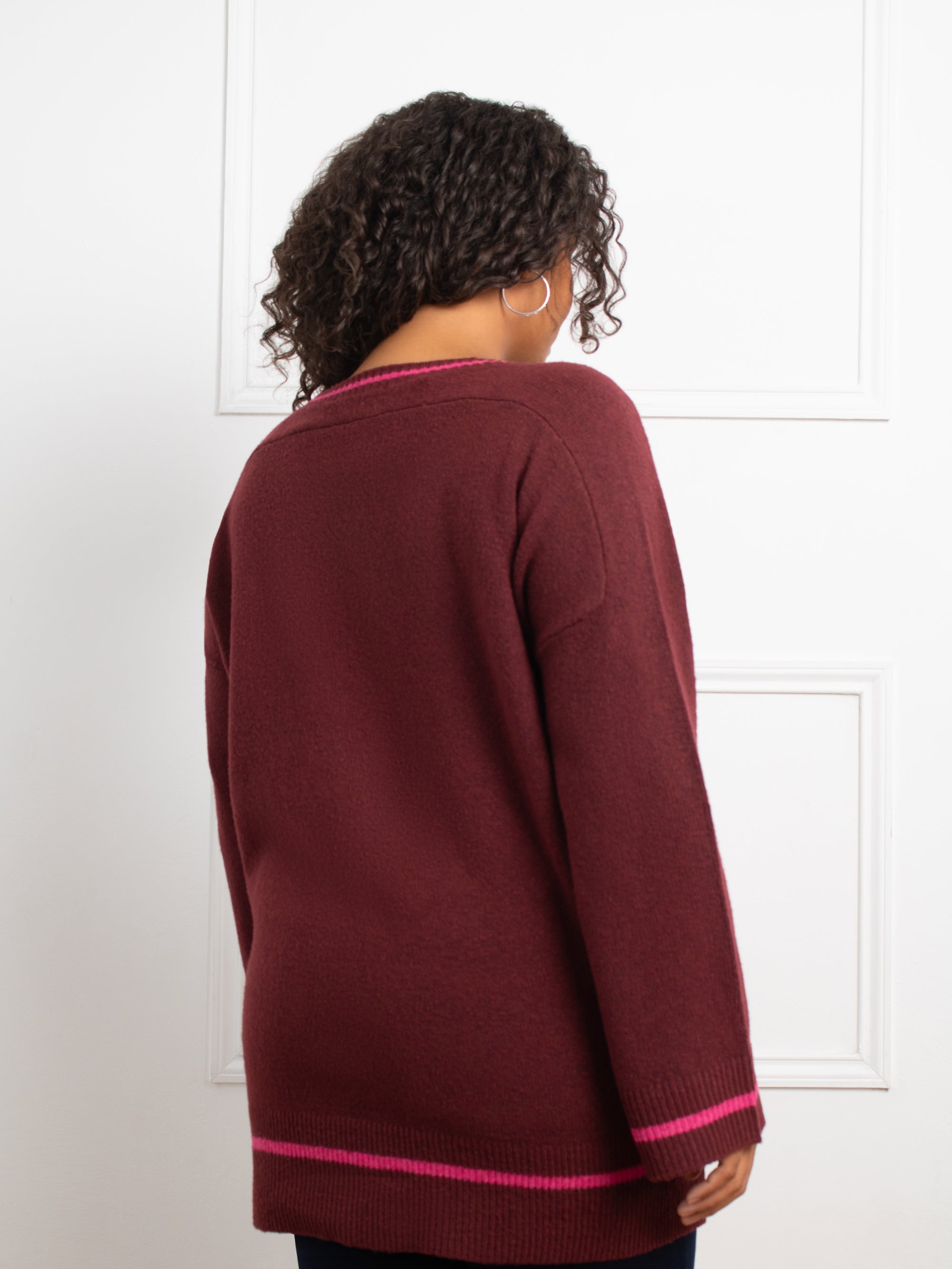 Red Contrast Stripe Jumper