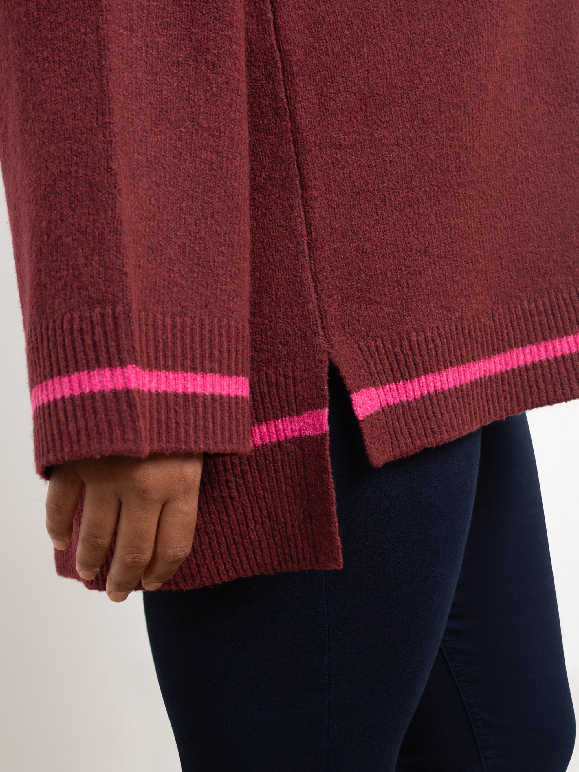 Red Contrast Stripe Jumper