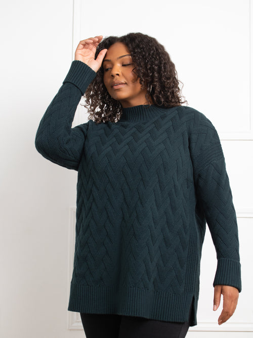 Green Textured Knit Jumper