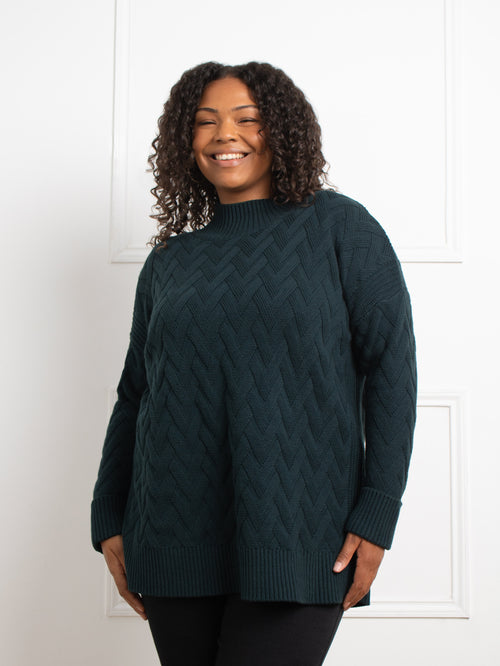 Green Textured Knit Jumper