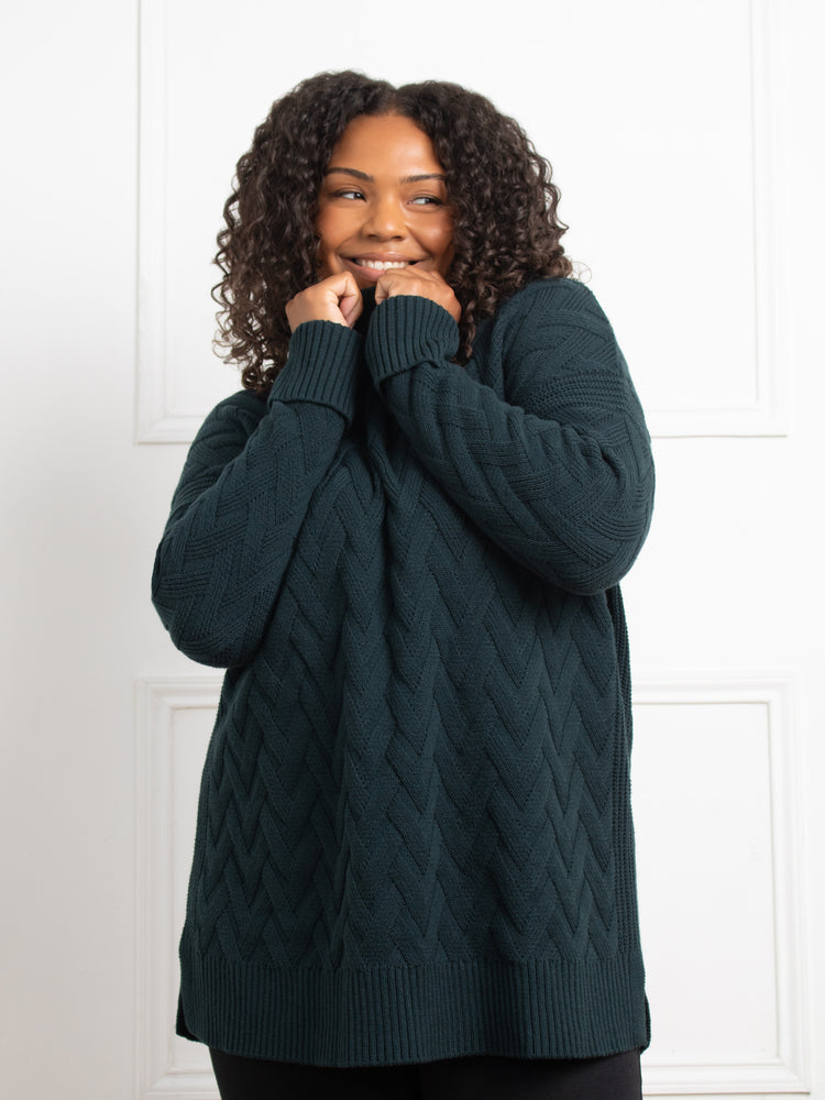 Green Textured Knit Jumper