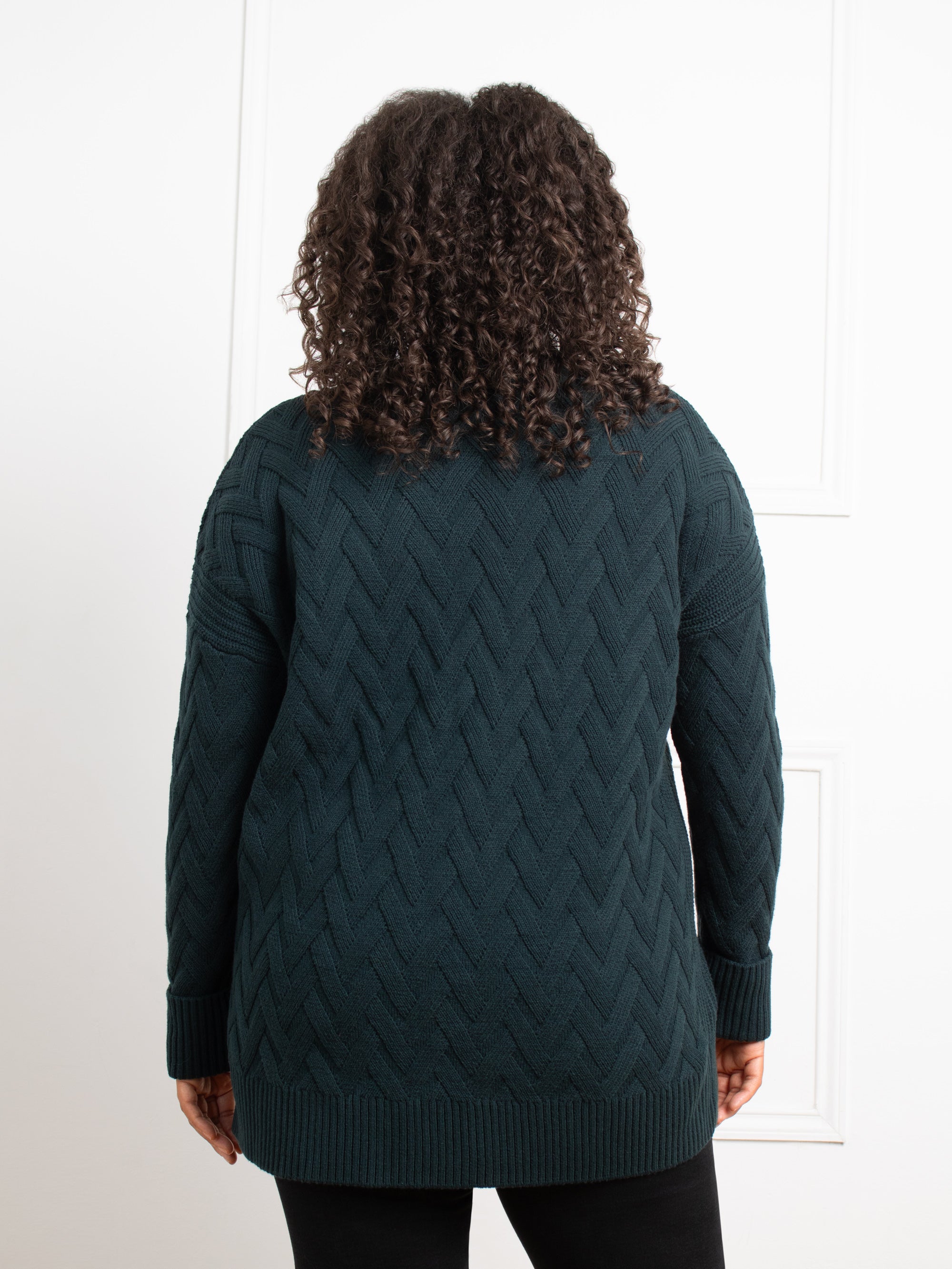 Green Textured Knit Jumper