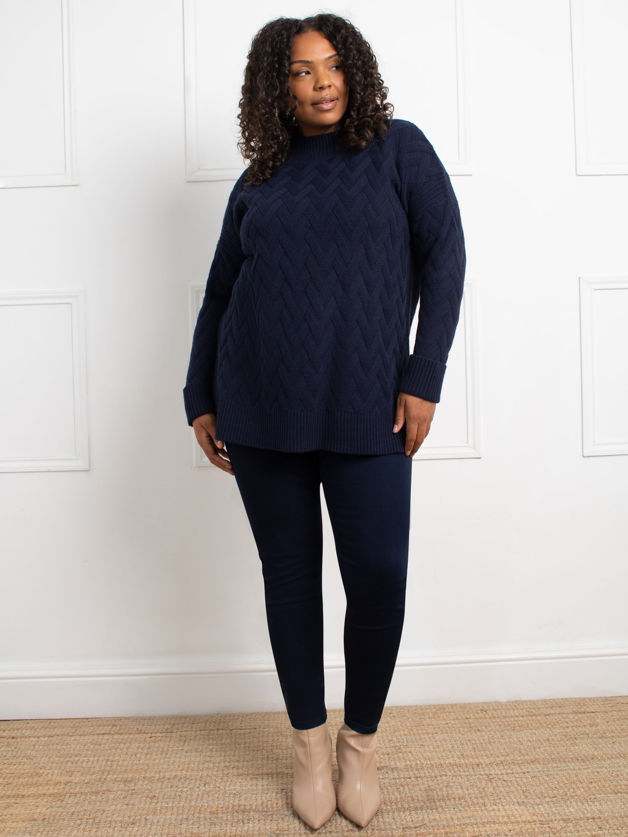 Navy Textured Knit Jumper