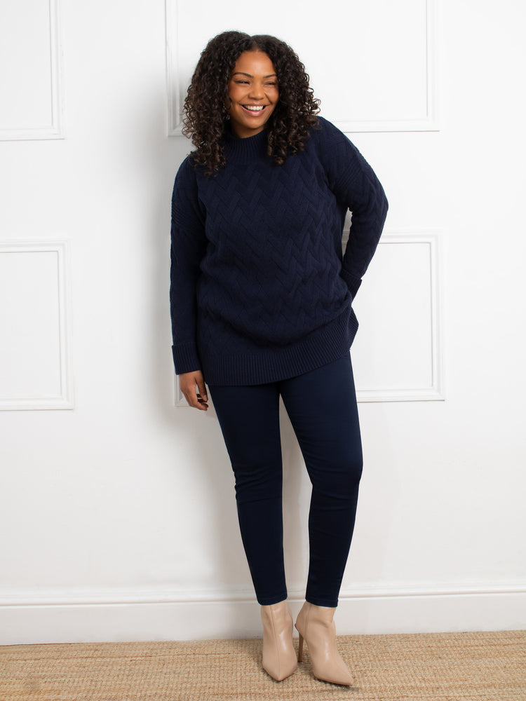 Navy Textured Knit Jumper