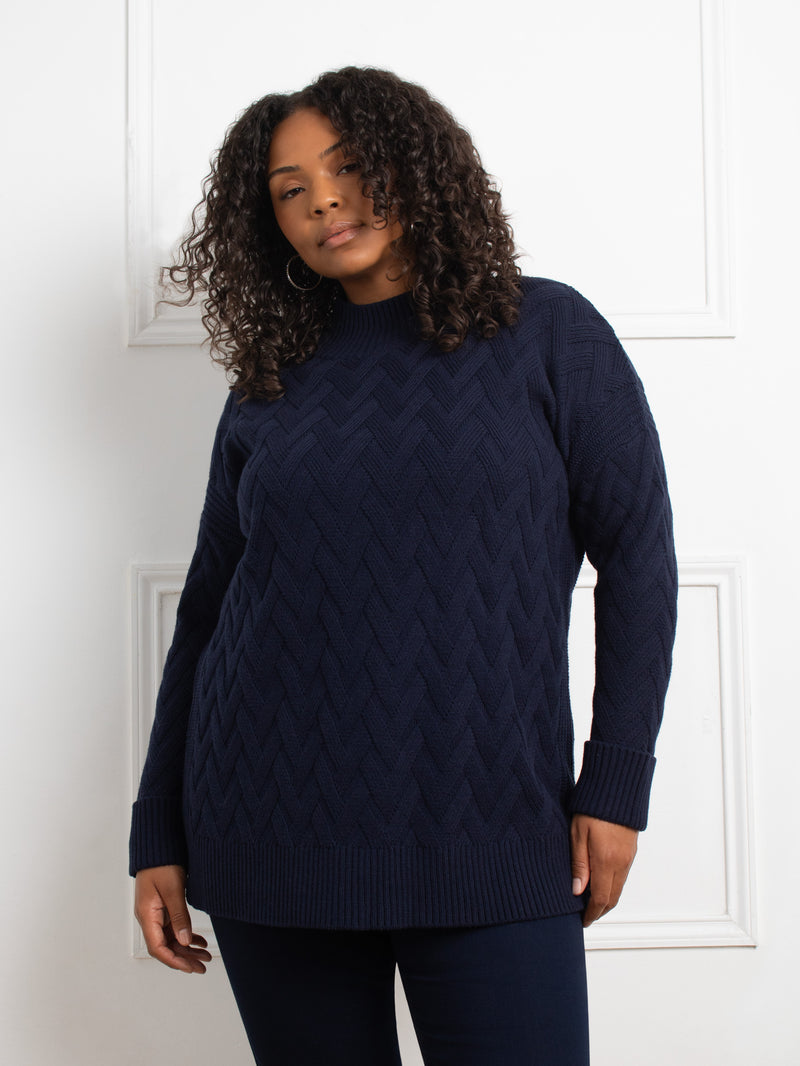Navy Textured Knit Jumper