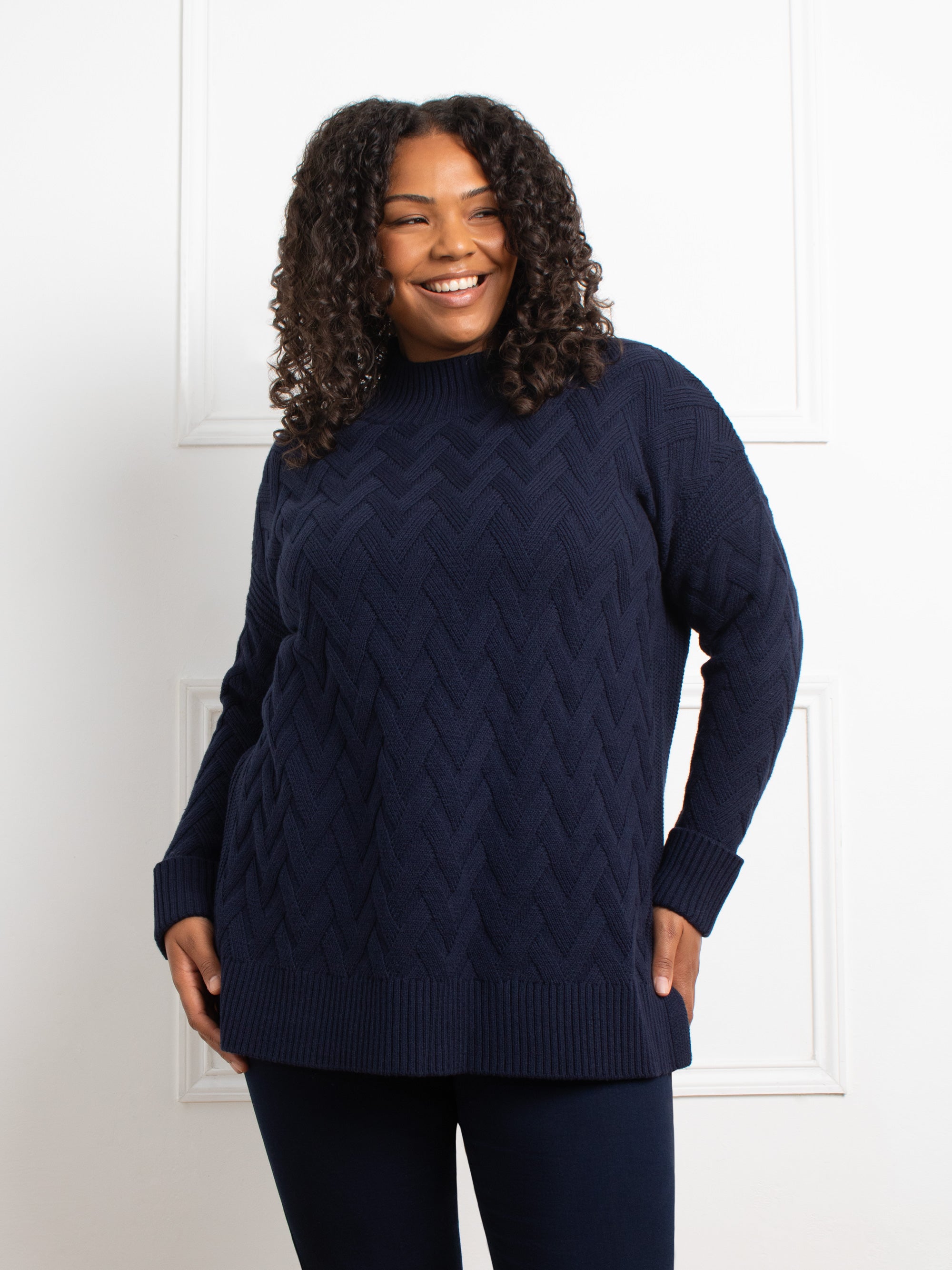 Navy Textured Knit Jumper