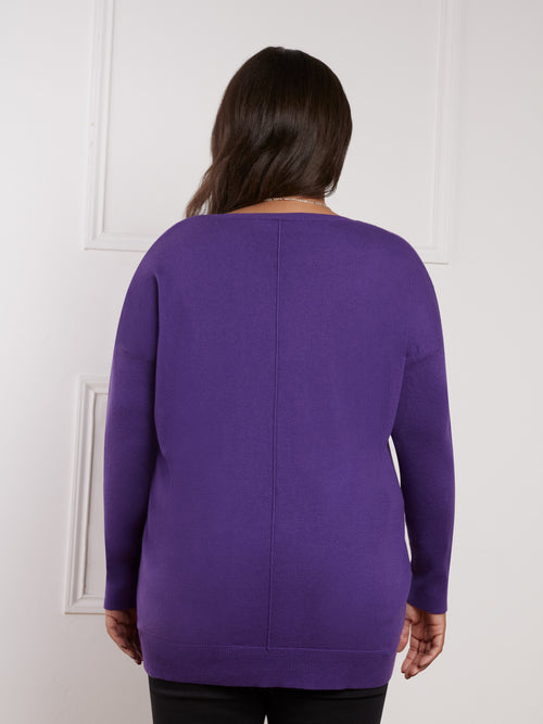 Purple Relaxed V-Neck Jumper