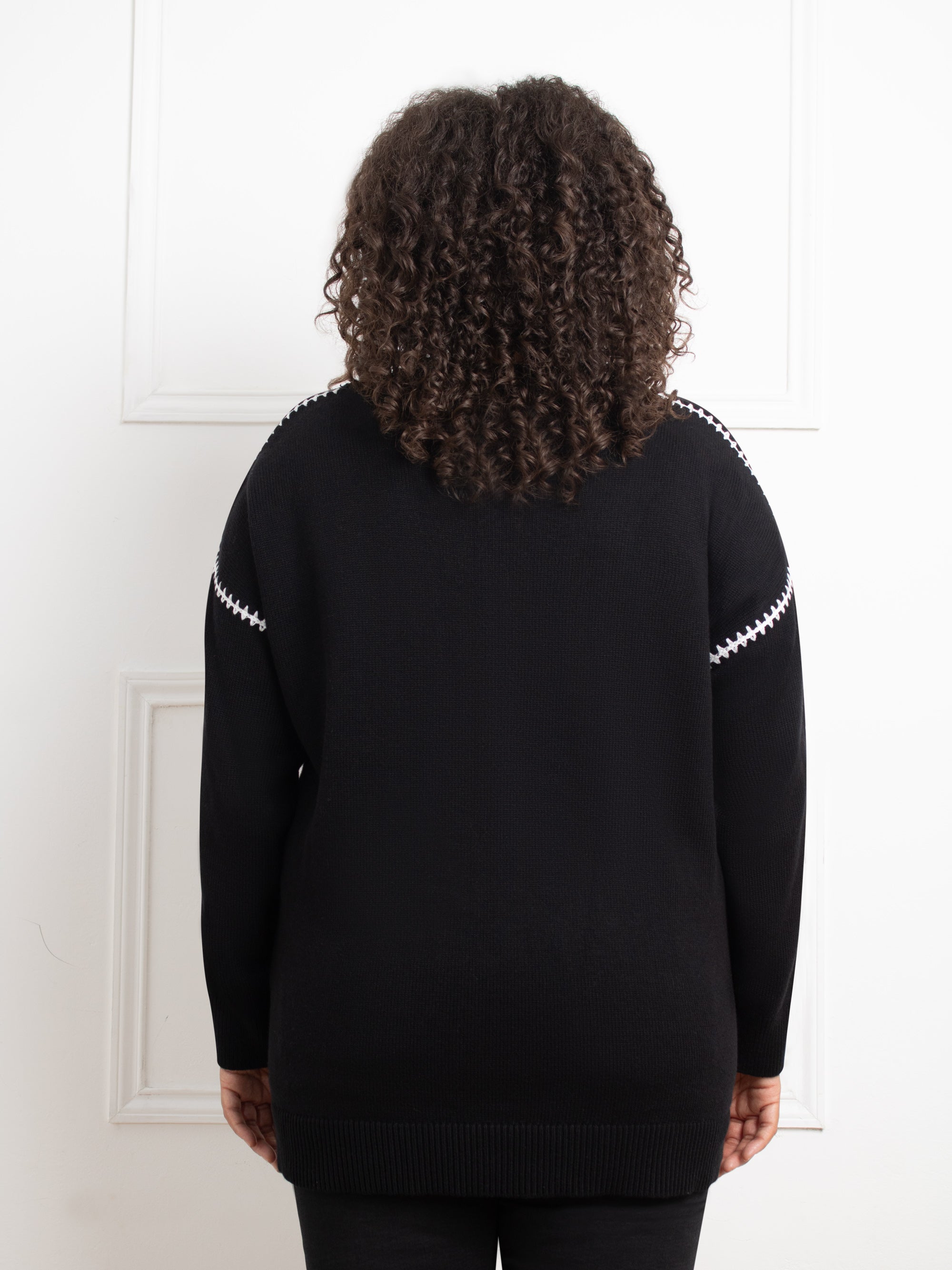 Black Contrast Stitch Jumper