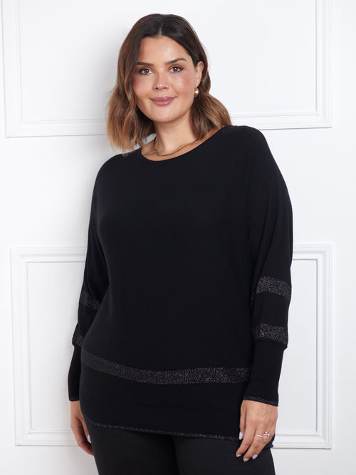 Black And Metallic Stripe Jumper