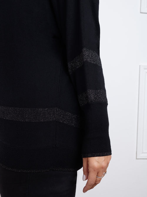 Black And Metallic Stripe Jumper