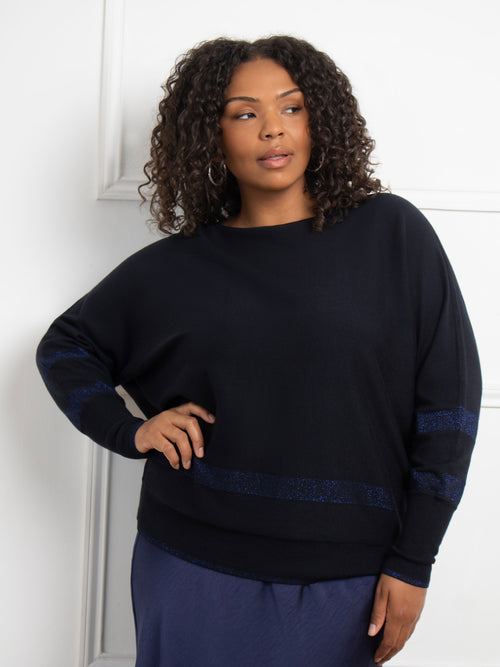 Navy Metallic Stripe Jumper