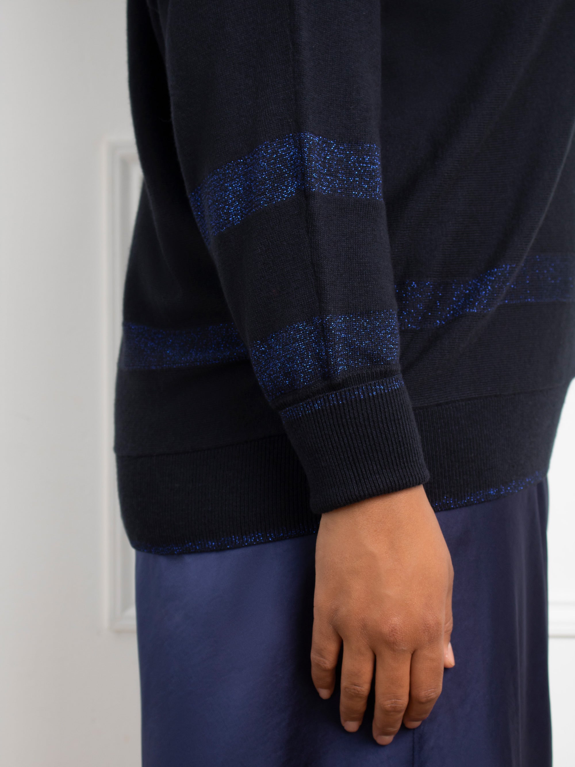 Navy Metallic Stripe Jumper