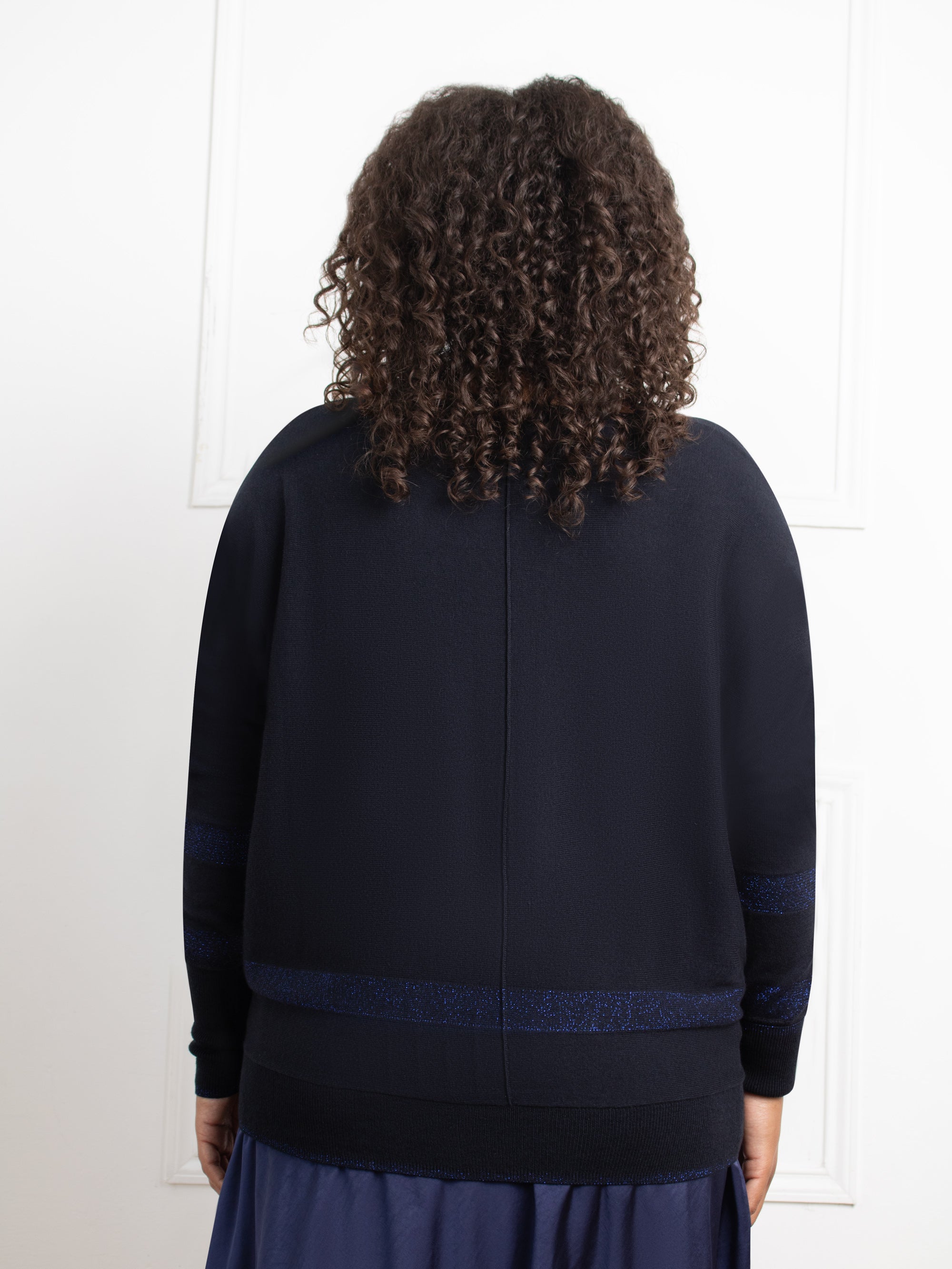 Navy Metallic Stripe Jumper