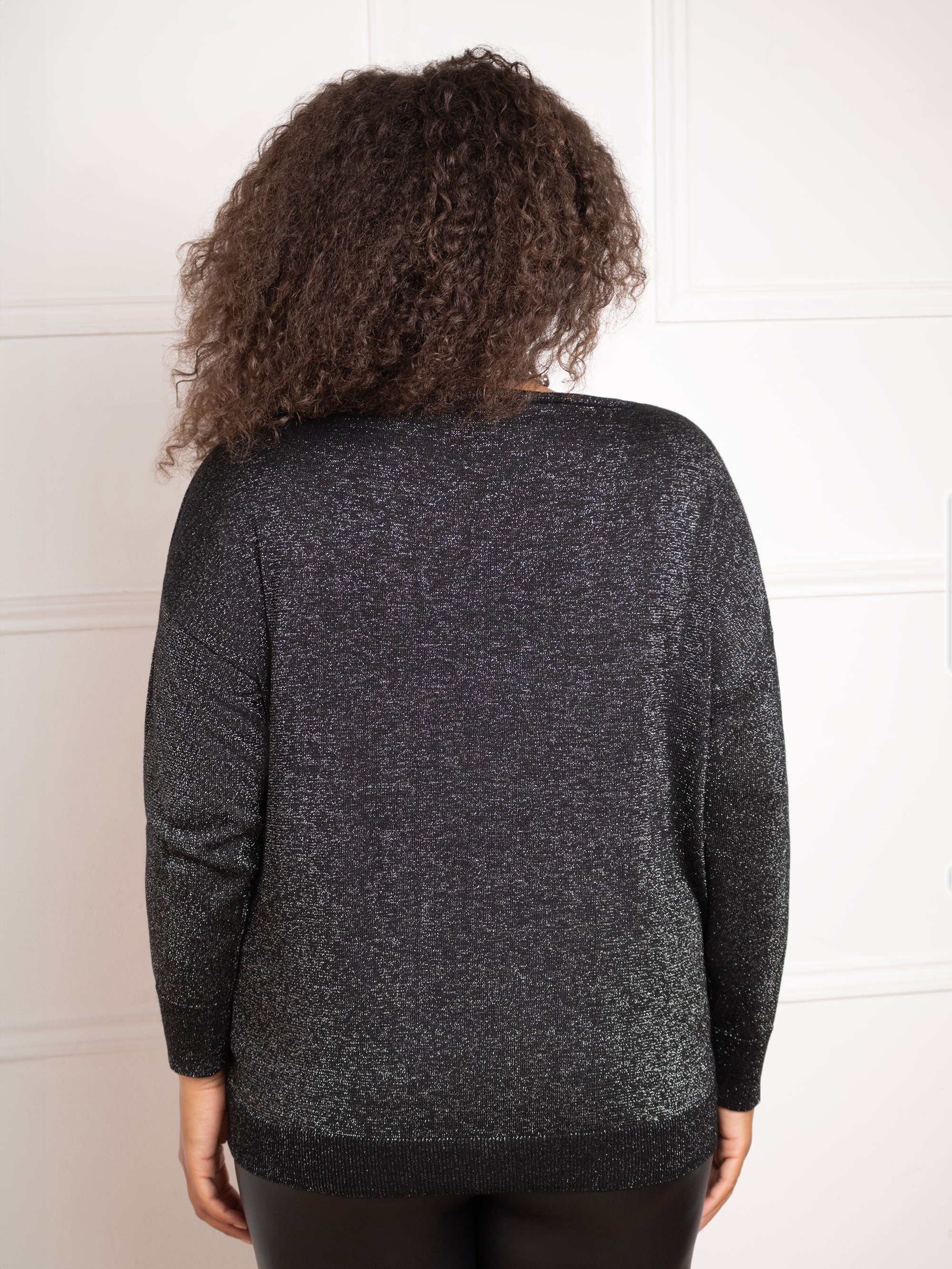 Black Metallic Wrap Jumper