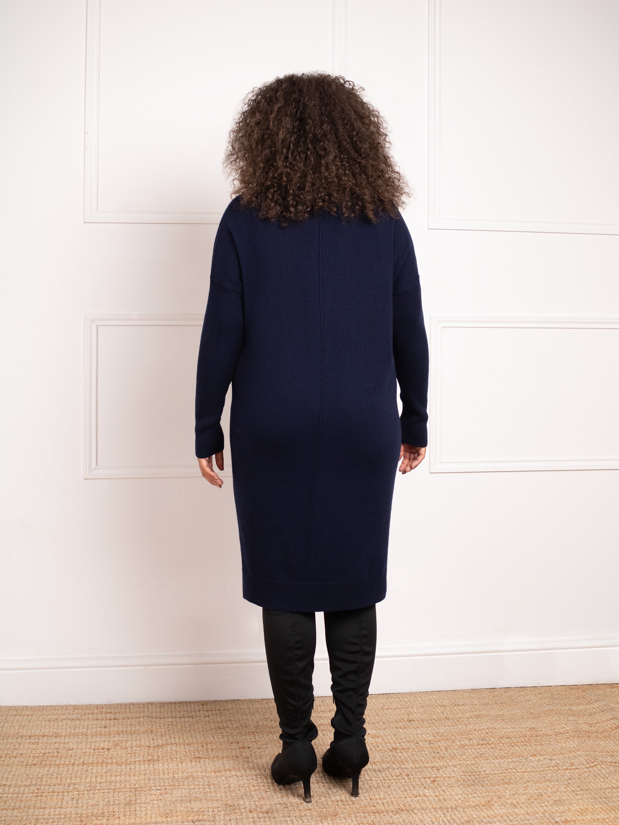 Navy V-Neck Jumper Dress