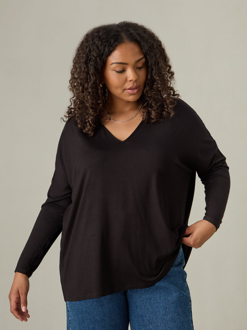 Black Jersey Longsleeve Top