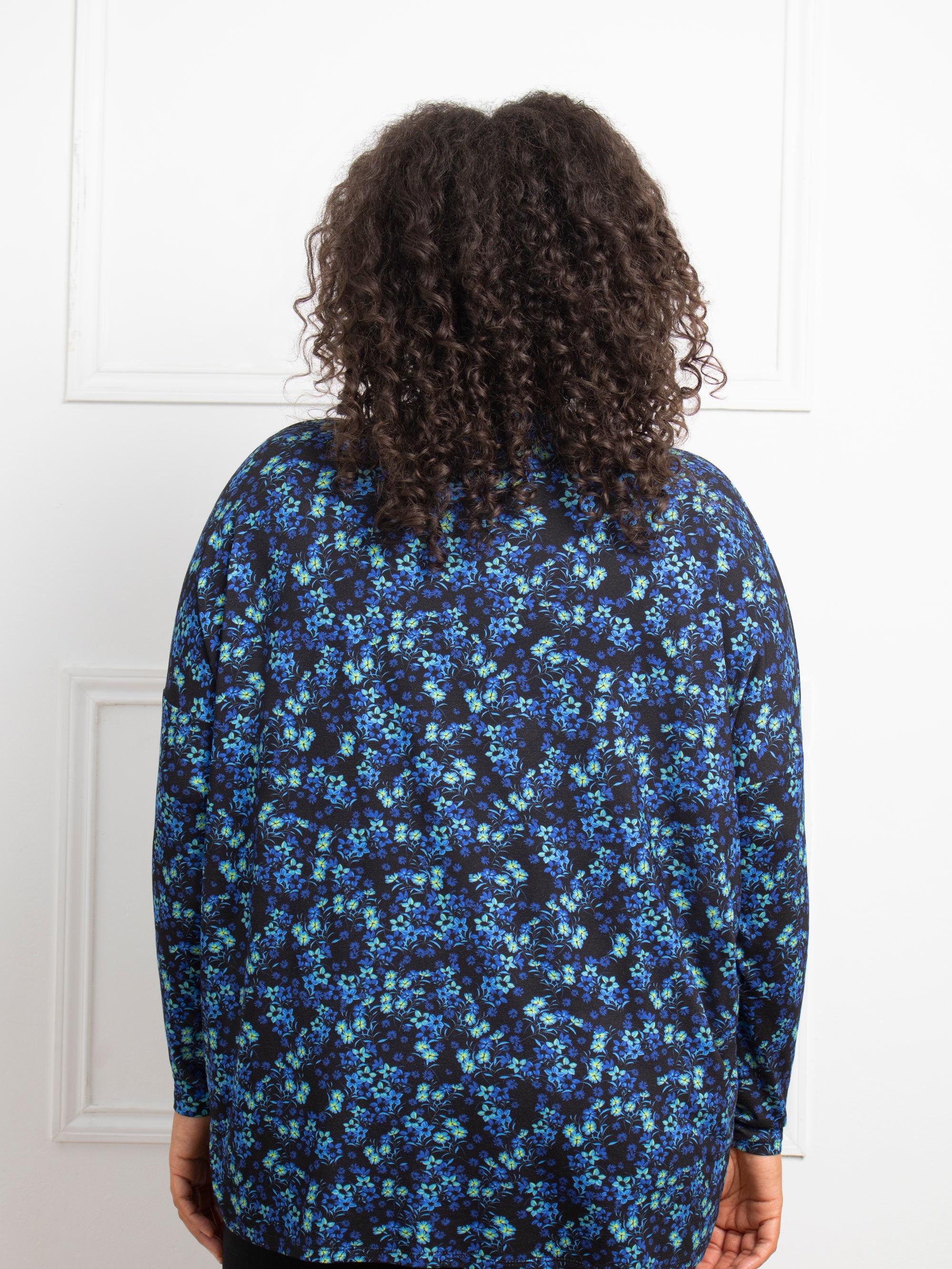 Blue & Black Ditsy Jersey Longsleeve Top