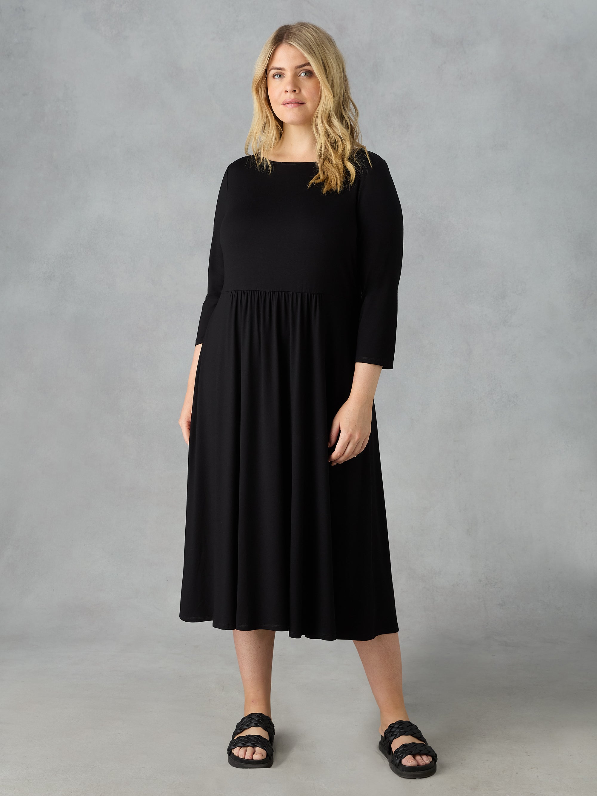 Black Jersey Midi Dress