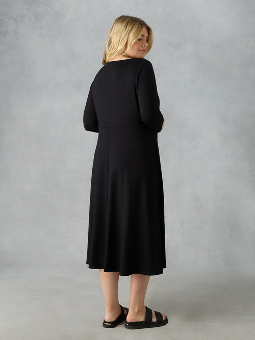 Black Jersey Midi Dress