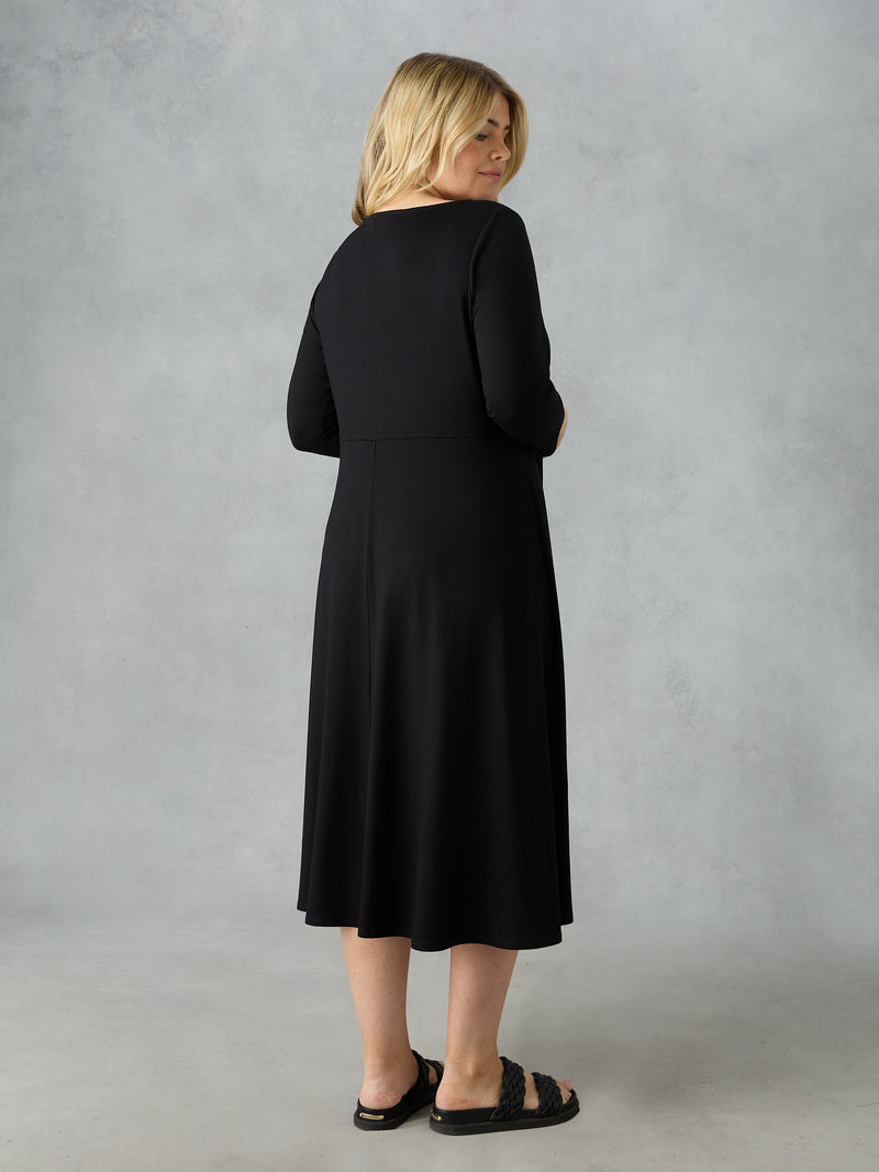 Black Jersey Midi Dress