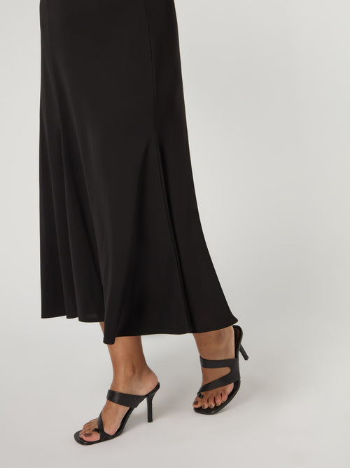 Black Jersey Seamed Maxi Skirt