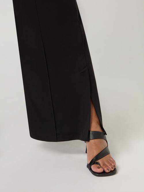 Petite Black Jersey Seam Detail Trouser