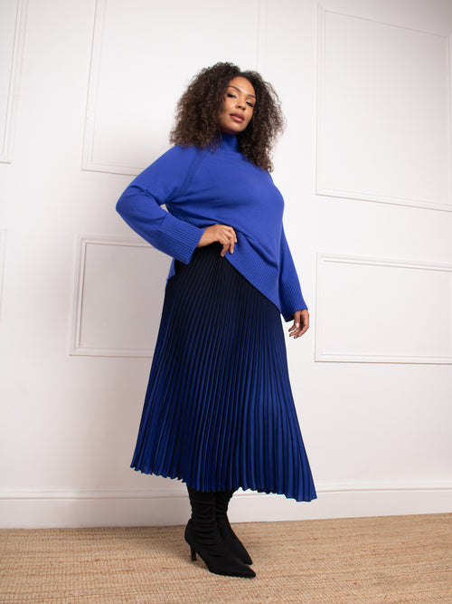 Blue Ombre Pleated Skirt