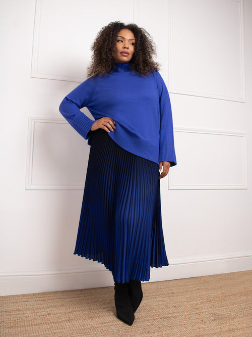 Blue Ombre Pleated Skirt