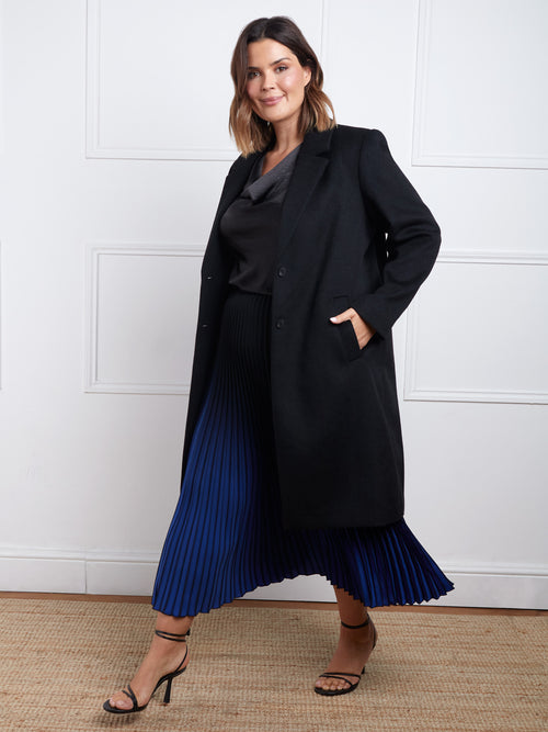 Black Wool Blend Long Tailored Coat