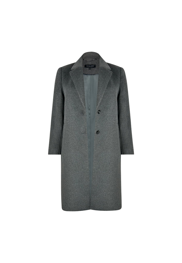 Grey Wool Blend Long Tailored Coat