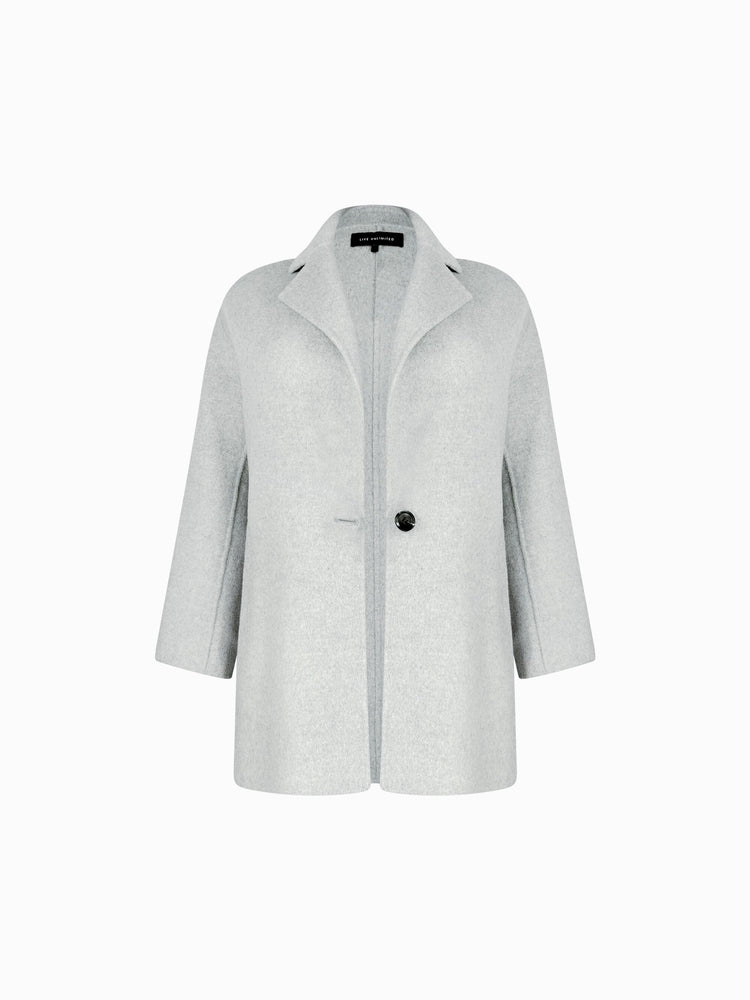 Light Grey Wool Blend Double Faced Short Coat