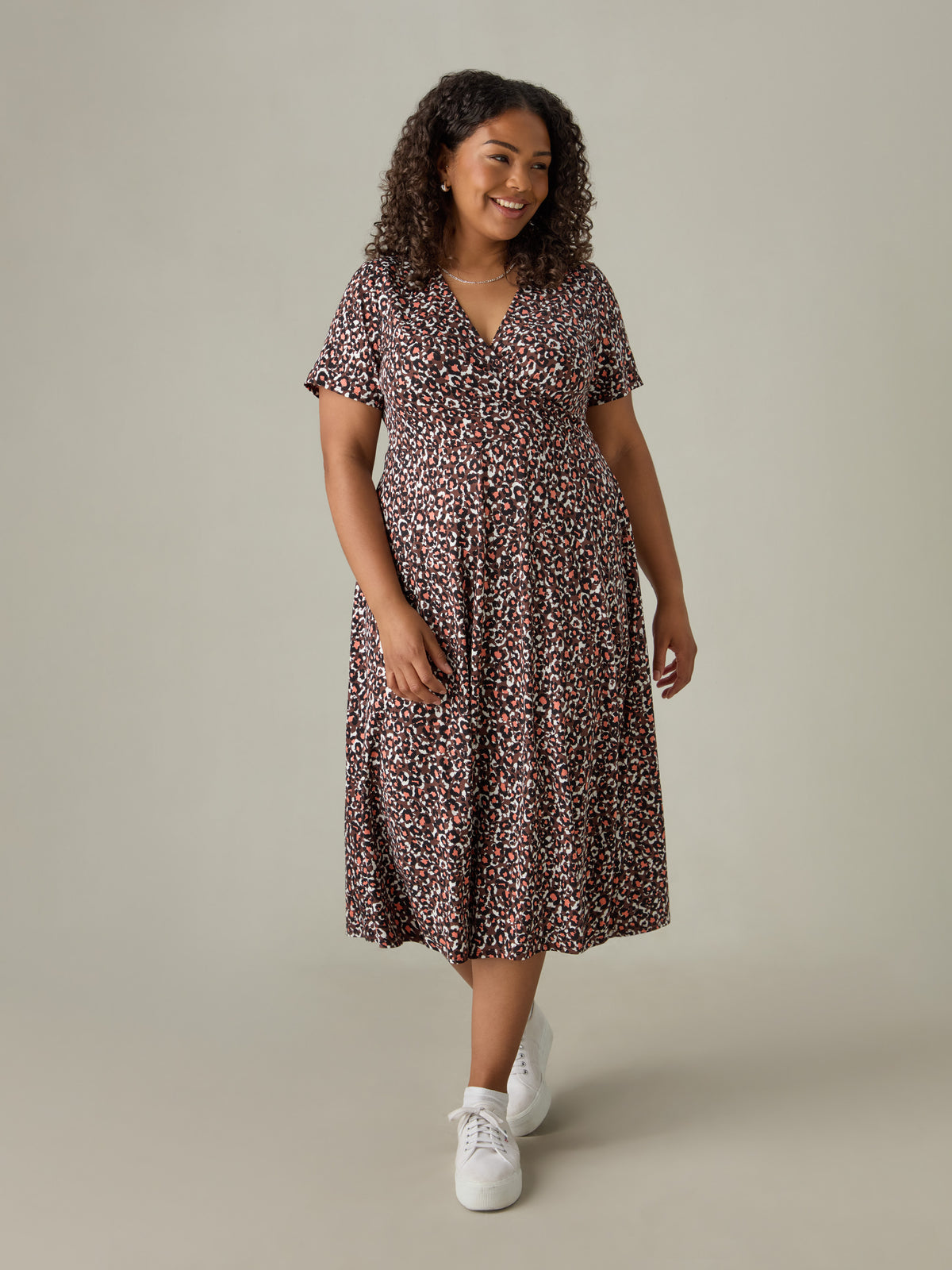 Multicolor Leopard Robe Multi Leopard Wrap Midi Dress