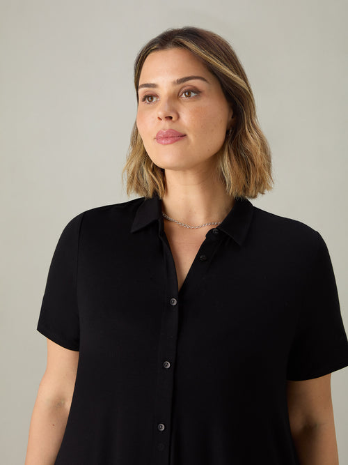 Petite Black Jersey Shirt Dress