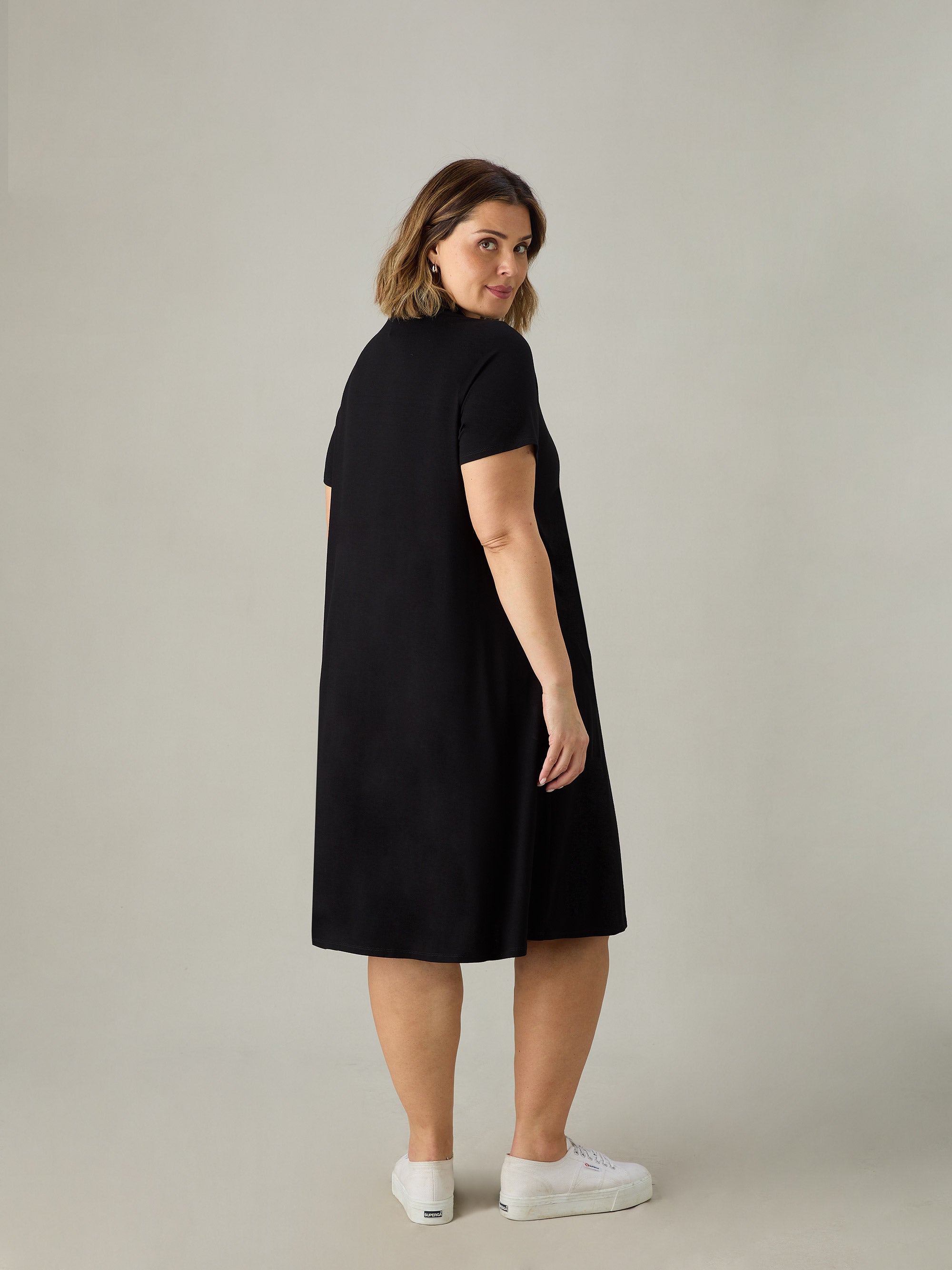 Black Jersey Shirt Dress