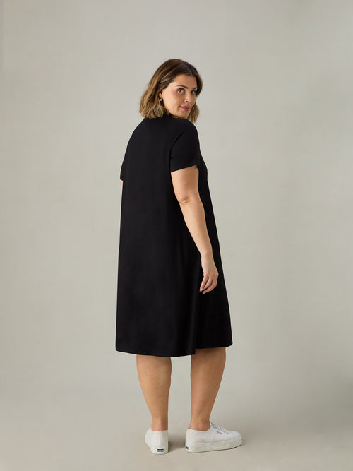 Petite Black Jersey Shirt Dress