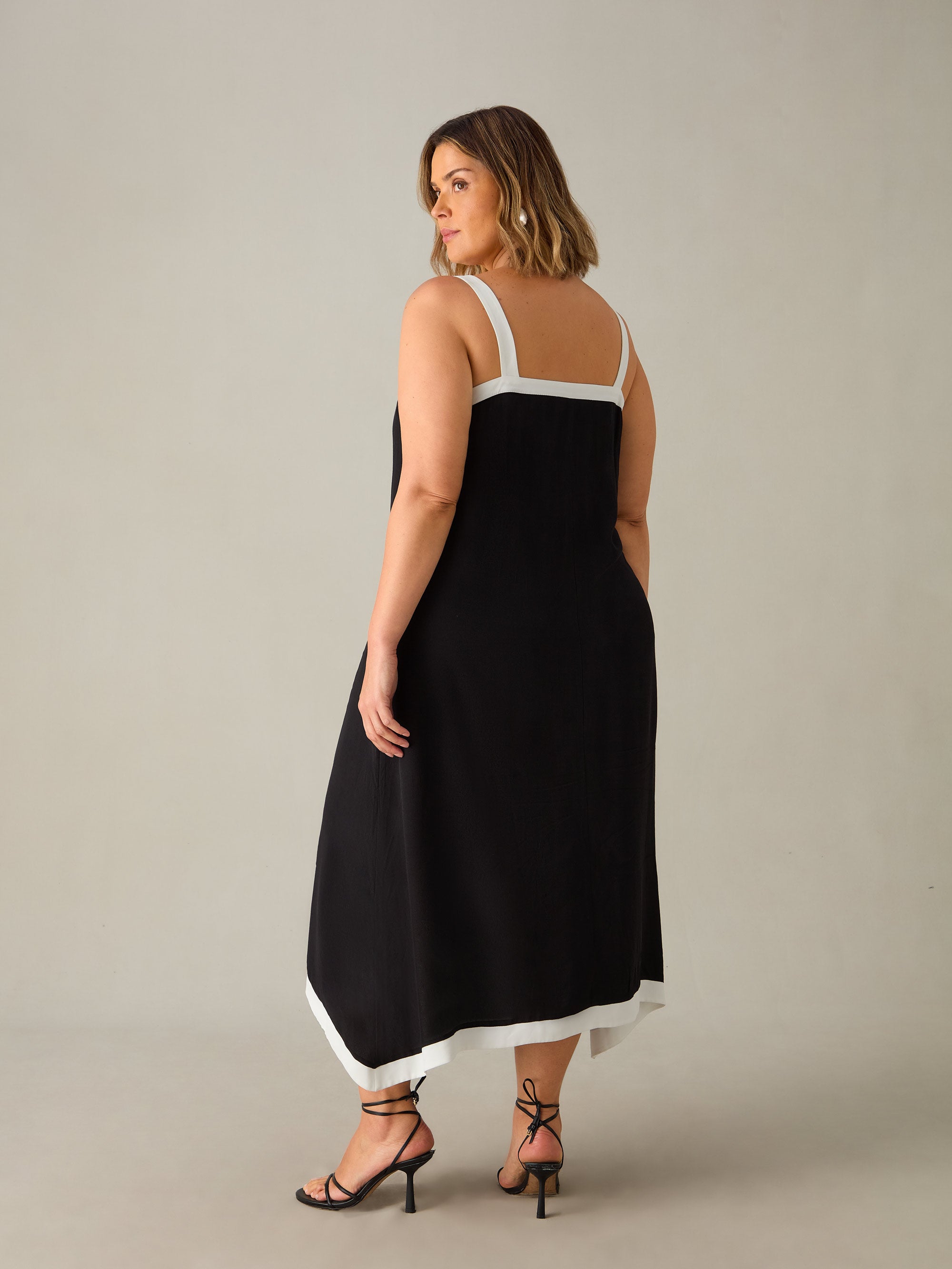 Colourblock Hanky Hem Midi Dress