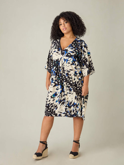 Butterfly Print V-Neck Dress