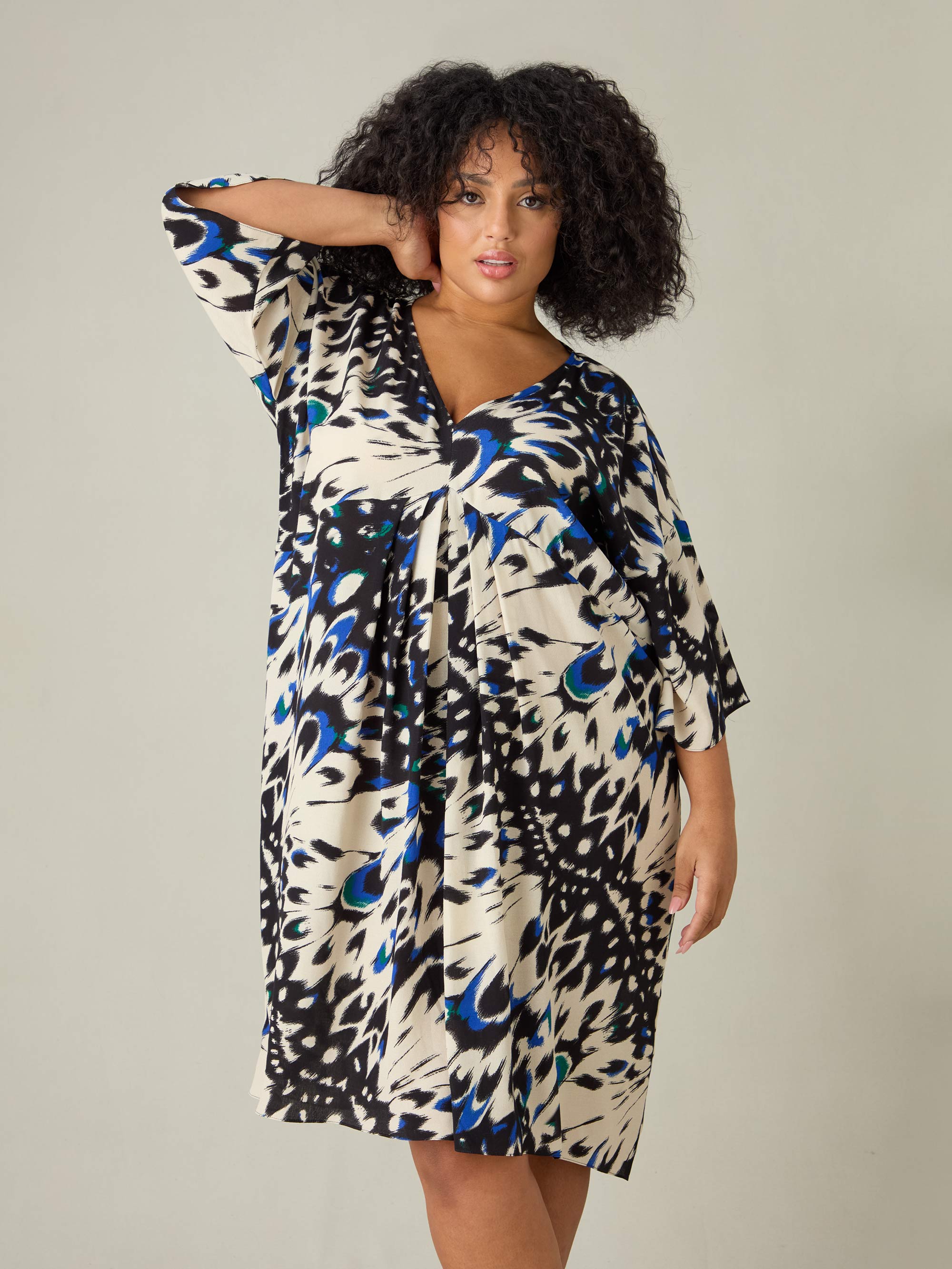 Butterfly Print V-Neck Dress